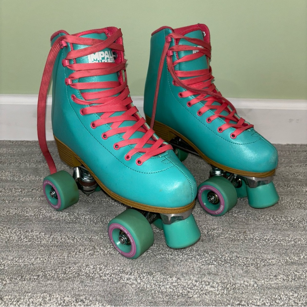 Impala Women's Teal and Pink Roller Skates